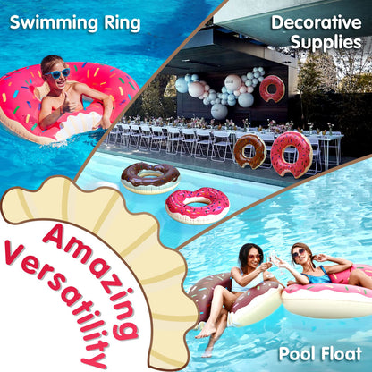 DMAR Donut Pool Floats Donut Pool Floatie Donut Tube Pool Donut Pool Float Donut Inflatables Donut Inner Tube Donut Pool Floatie Donut Pool Ring Donut Swimming Ring for Beach Pool #1 30in Strawberry Pink