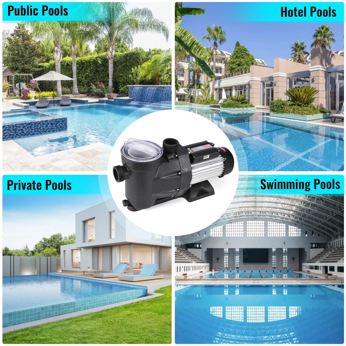 Seeutek 2.5 HP Pool Pump for Above Ground Pool,8880 GPH 1850W Powerful Above Ground Pool Pumps with Strainer Basket. 2.5HP