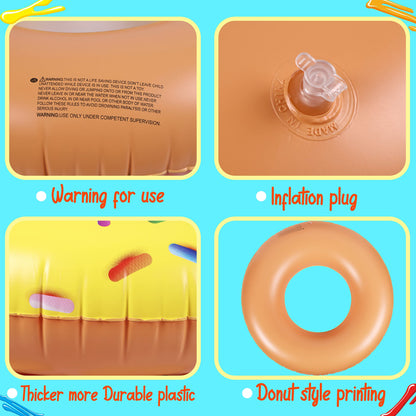 90shine 5PCS Donut Piscine Flotteurs Donut Anneaux De Natation avec 13.5 "Ballon De Plage- Tubes Gonflables Floaties Jouets pour Enfants Adultes