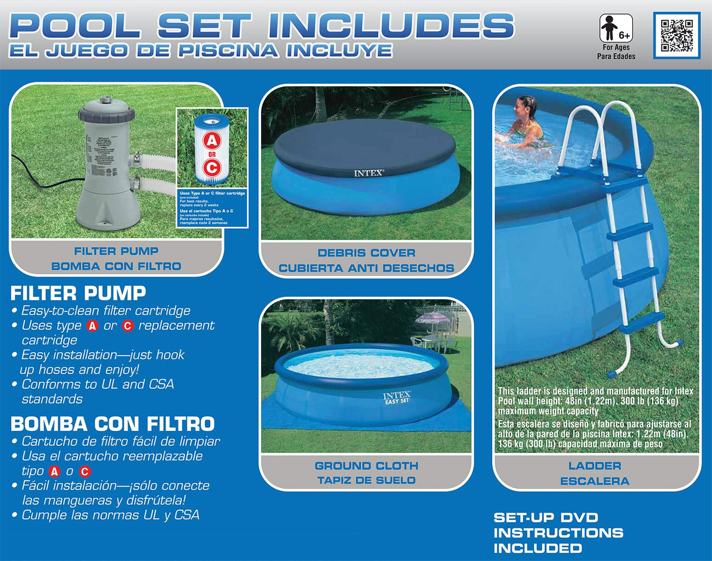 Intex Easy Set 15' x 48" Pool Set + Accessories