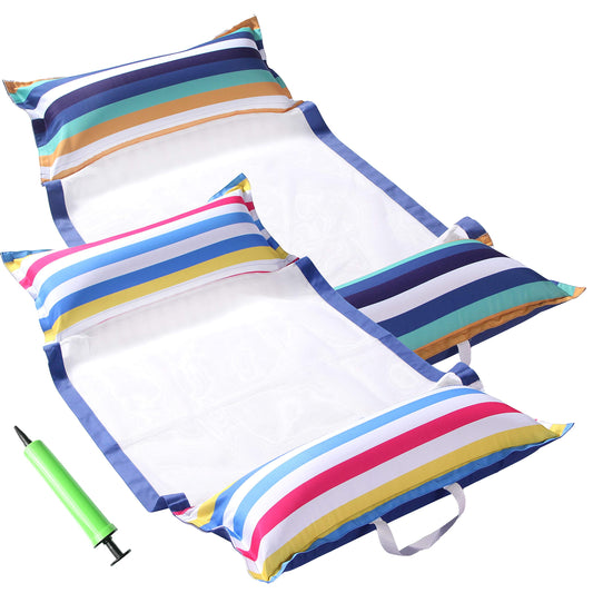 FindUWill Lot de 2 flotteurs gonflables pour hamac de piscine en tissu, XL, hamacs gonflables 4 en 1 (selle, chaise longue, hamac, flotteur), chaise longue de piscine pour adultes 01Rainbow&amp;Kanagawa