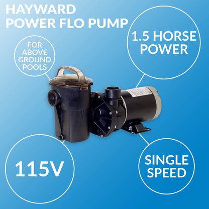 Hayward W3SP1580X15 Pompe de piscine PowerFlo pour piscines hors sol, 1,5 HP 1,5 HP (W3SP1580X15)