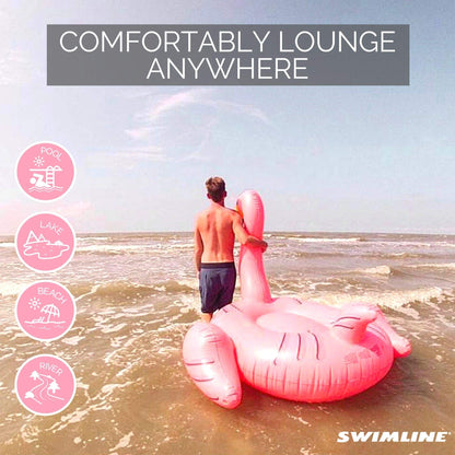 SWIMLINE Original Giant Ride On Inflatable Pool Float Lounge Series | Flotteurs W/jambes stables ailes grand gonflement ridable été plage natation fête grand radeau tube décoration Tan jouets pour enfants adultes flamant rose