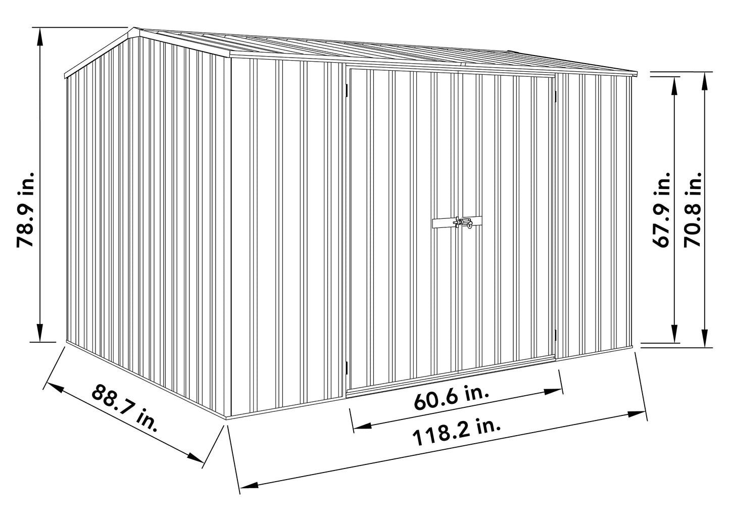 ABSCO Premier 10 x 7 pi. Hangar de rangement en métal, hangar à outils utilitaire en aluminium et en acier, rangement extérieur pour jardin, patio de pelouse, 70 m². Pi, Gris Monument 10'x7' 