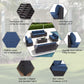 ALAULM 12 Pieces  High-back Sectional Sofa Sets Outdoor Patio Furniture Set - Dark Blue