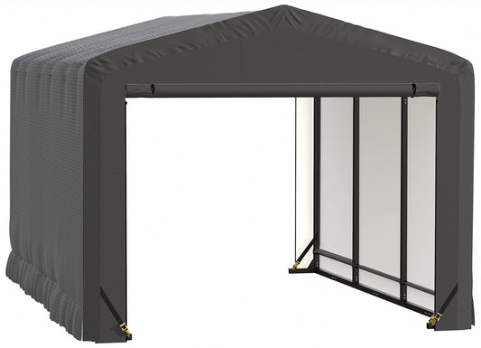 ShelterLogic ShelterTube Abri de garage et de stockage, 10' x 14' x 8', cadre en acier robuste, boîtier résistant au vent et à la neige, gris 10' x 14' x 8' 