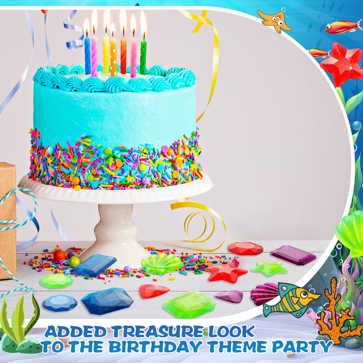 Chalyna 16 Pièces Gemmes de Plongée Jouets de Piscine Grandes Gemmes Acryliques Gros Diamants Gemmes Coffre au Trésor de Pirate Jouets de Natation Sous-Marine d'été pour Anniversaire Piscine Party Favors (Style Vivid) Style Vivid