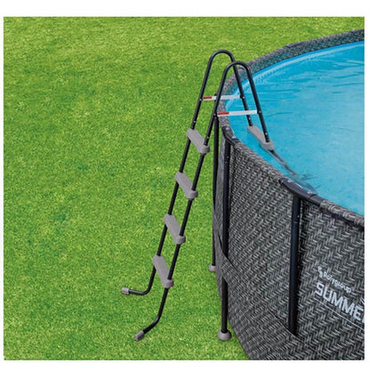 Summer Waves Elite P4A02048B 20ft x 48in Above Ground Frame Swimming Pool Set w/ Filter Pump, Pool Cover, Ladder, Ground Cloth, & Maintenance Kit Dark Herringbone