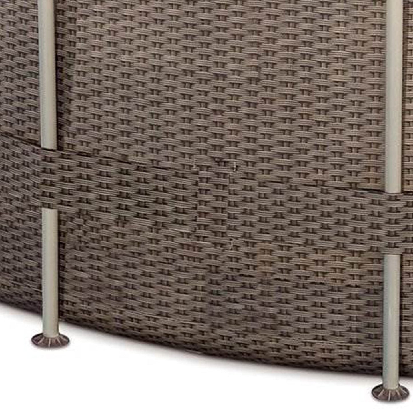 Summer Waves P20014482 14ft x 48in Outdoor Round Frame Above Ground Swimming Pool Set with Skimmer Filter Pump, Filter Cartridge, and Ladder, Brown Light Wicker/Sand