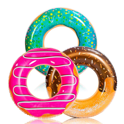 JOYIN Flotteur de piscine Donut avec paillettes 81,3 cm (lot de 3), jouets amusants pour piscine et fête de beignet