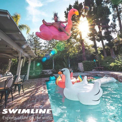 SWIMLINE Original Giant Ride On Inflatable Pool Float Lounge Series | Flotteurs W/jambes stables ailes grand gonflement ridable été plage natation fête grand radeau tube décoration Tan jouets pour enfants adultes flamant rose