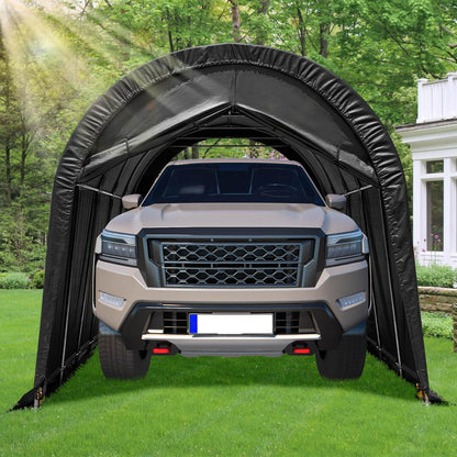 MELLCOM Garage portable, 12' x 20' x 9,8', abri d'auto robuste avec cadre métallique entièrement en acier et toit de style rond, auvent anti-neige pour voiture, camion, bateau 12' x 20' 