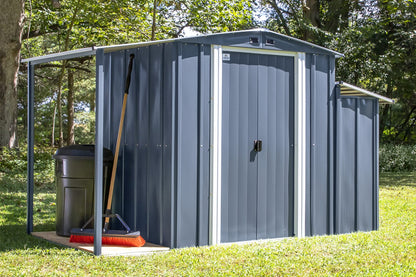 Arrow Sheds 10' x 5' Galvanized Steel 3-in-1 Pad-Lockable Outdoor Utility Storage Shed, Anthracite Modern