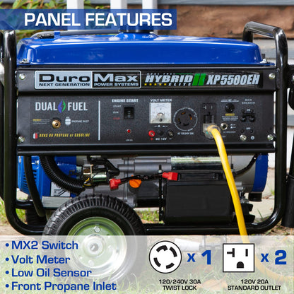 DuroMax XP5500EH Démarrage électrique pour camping et camping-car, générateur portable bicarburant approuvé par 50 États - 5 500 watts 