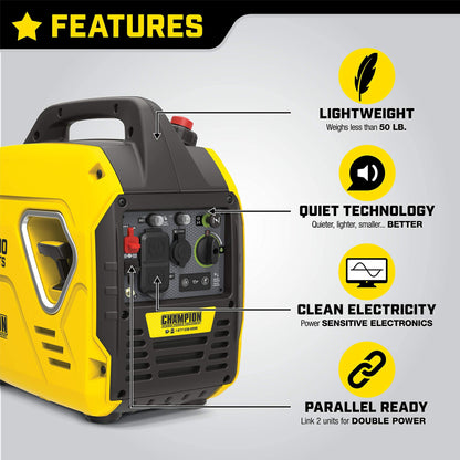 Champion Power Equipment 100692 2000-Watt Portable Inverter Generator, Ultralight 2000-Watt + Gas + Manual Start