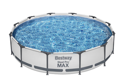 Bestway Steel Pro MAX 12 Foot x 30 Inch Round Metal Frame Above Ground Outdoor Backyard Swimming Pool Set with 330 GPH Filter Pump 12' x 30"