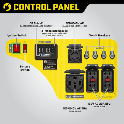 Champion Power Equipment 201182 Générateur portable à démarrage à distance de 9 375/7 500 watts avec CO Shield® 7 500 watts + démarrage à distance + kit de roues 