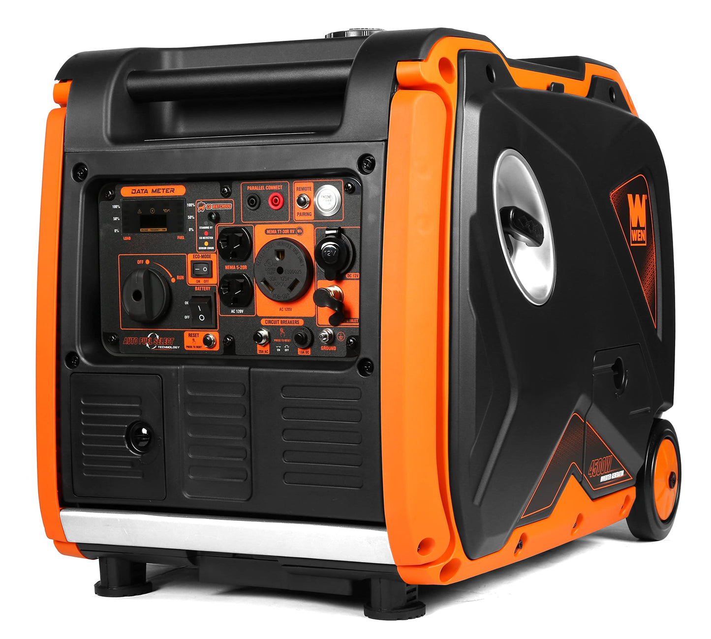 WEN DF452iX Générateur à onduleur portable à double carburant et démarrage électrique à distance super silencieux de 4 500 watts prêt pour les camping-cars 