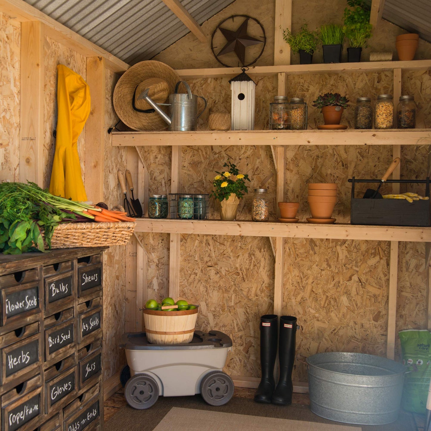 Handy Home Products Garden Shed 6x8 Do-it-Yourself Wooden Storage Shed with Metal Roof