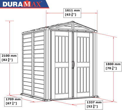 Duramax 35525 Yarmate Plus Abri de rangement extérieur en vinyle Adobe/gris 