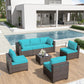 ALAULM 7 Piece Outdoor Patio Furniture Sets, Patio Furniture Outdoor Sectional Sofa - Blue