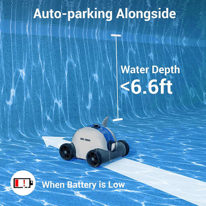 Robot nettoyeur de piscine sans fil, aspirateur de piscine automatique avec 60 à 90 minutes de temps de travail, batterie rechargeable, étanche IPX8 pour piscines hors sol/enterrées jusqu'à 861 m²