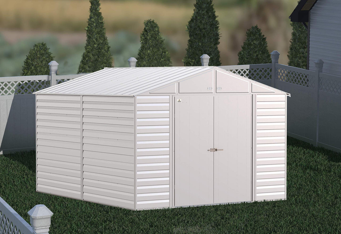 Arrow Shed Select Hangar de rangement extérieur verrouillable en acier, 10' x 12', gris flûte 