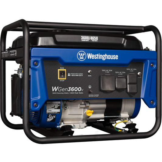 Westinghouse Outdoor Power Equipment 4650 Peak Watt Portable Generator, RV Ready 30A Outlet, Gas Powered, CARB Compliant 4650W