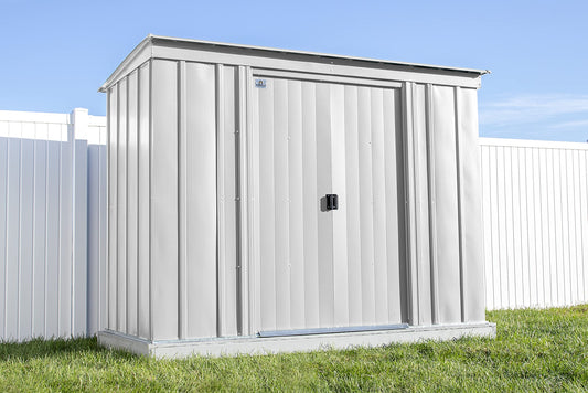 Arrow Shed Classic 8' x 4' Outdoor Padlockable Steel Storage Shed Building, Flute Grey 8' x 4'