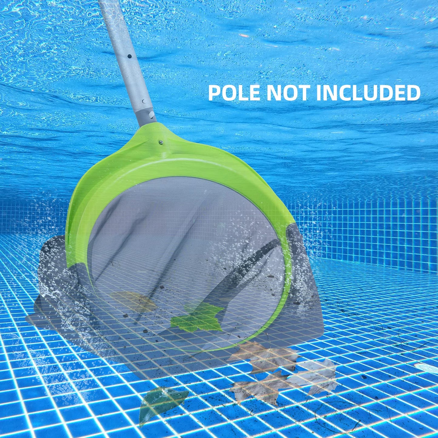Sepetrel Pool Leaf Skimmer Net,Rubber Front Lip and Reinforced Frame Ultra Fine Mesh Net(Pole Not Included) Pool Rake