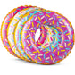Inflatable Donuts (Pack of 4) 24 Inch Sprinkle Donut Inflatables, in Assorted Neon Colors, for Summer, Pool,Beach Party Decorations, Floating Ring for Younger Kids and Toddlers
