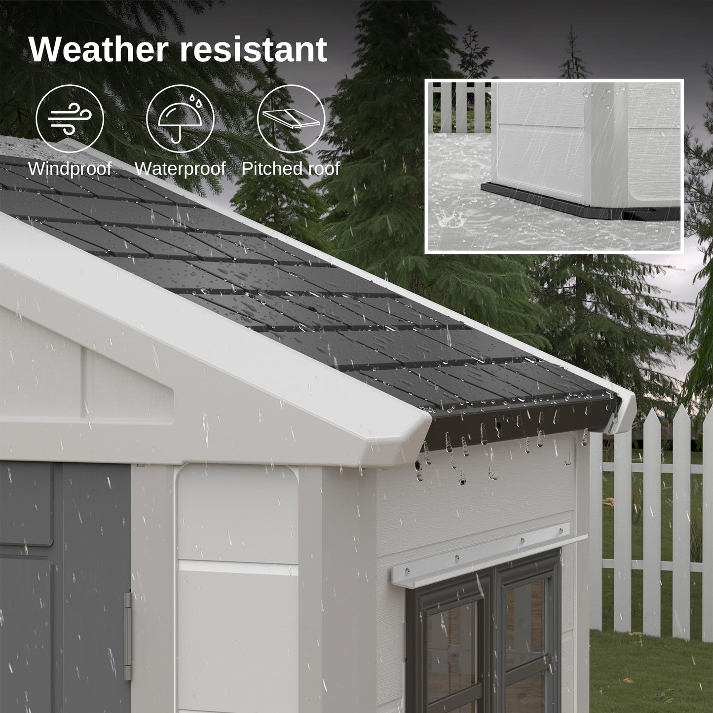 EAST OAK Connecteur modulaire pour kit d'abri de rangement extérieur 7 × 4 × 8,2 pieds, espace de rangement supplémentaire pour jardin, patio, arrière-cour 7 × 4 × 8,19 pieds 