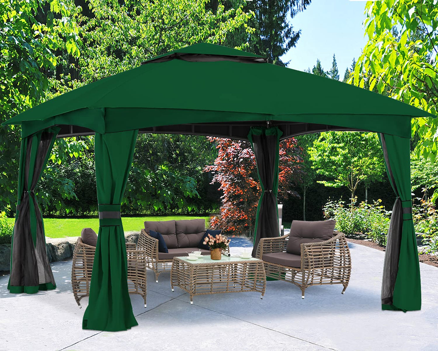 ABCCANOPY Tonnelle d'extérieur 10 x 20 – Tonnelle de terrasse avec moustiquaire, auvents extérieurs pour l'ombre et la pluie pour pelouse, jardin, cour et terrasse (beige) beige 