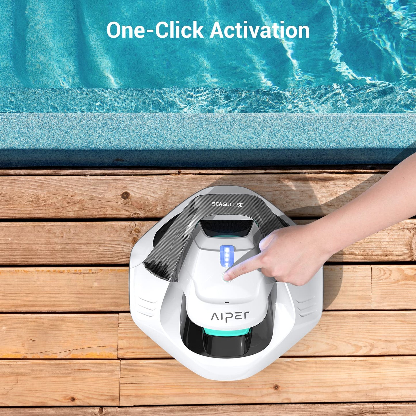 AIPER Cordless Robotic Pool Cleaner, Pool Vacuum with Dual-Drive Motors, Self-Parking Technology, Lightweight, Perfect for Above-Ground/In-Ground Flat Pools up to 40 Feet (Lasts 90 Mins) White