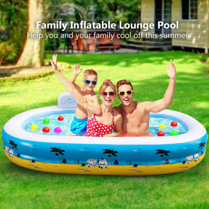 Grande piscine gonflable avec siège, piscine gonflable Jhunswen pour adultes, 100" x 61" x 17" pour enfants avec dossier pour jardin extérieur, centre aquatique familial d'été (sans pompe) 100" x 61" x 17"