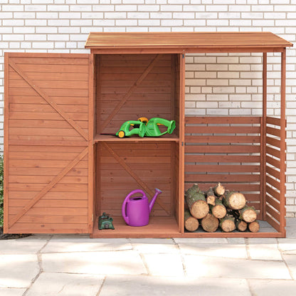 Leisure Season CFS7181-U Abri de stockage combiné pour bois de chauffage Marron moyen 