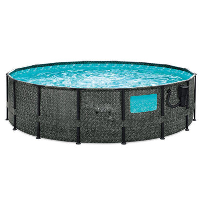 Summer Waves Elite P8A01648B 16ft x 48in Above Ground Frame Swimming Pool Set w/Filter Pump, Pool Cover, Ladder, Ground Cloth, & Maintenance Kit 192 x 192 x 48 inches Gray