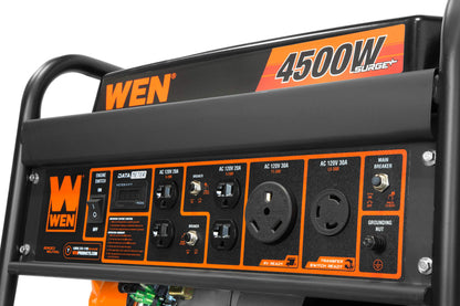 WEN GN4500 Commutateur de transfert 4500 W 212 cc et générateur portable prêt pour camping-car, conforme CARB, orange/noir 4500 W + carburant unique + démarrage à recul 