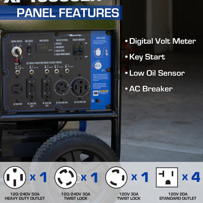 DuroMax XP15000EH Dual Fuel Portable Generator-15000 Watt Gas or Propane Powered Electric Start-Home Back Up