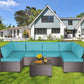 ALAULM 7 Piece Outdoor Patio Furniture Sets, Patio Furniture Outdoor Sectional Sofa - Blue
