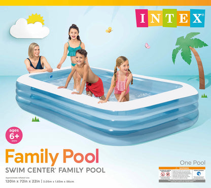 Intex Family Inflatable Pool, 120" x 72" x 22", Ages 6+