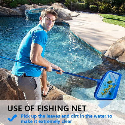 Angozo Pool Net,Pool Skimmer Net,Upgraded Pool Nets for Cleaning,Pool Leaf Net,Heavy Duty Pool Leaf Rake for Cleaning Swimming Pool with Strong Plastic Frame and Fountain Fine Mesh Bag