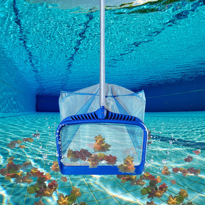 Katikies Filet d'écumoire de piscine, râteau très résistant, filet d'écumage de feuilles de piscine, feuille professionnelle, insectes, nettoyage (20 pouces-bleu) bleu