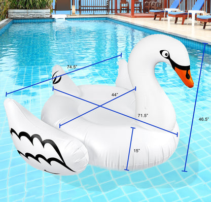 Chaise longue gonflable géante de piscine de cygne de Greenco | Flotteur de piscine cygne géant | Pool Floatie Swan pour les fêtes à la piscine | Jouets aquatiques pour piscine | Flotteurs de piscine gonflables 75"