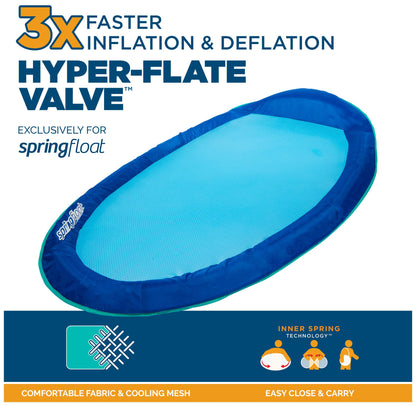 SwimWays Spring Float Original Chaise longue de piscine avec valve hyper plate Bleu