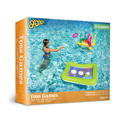 2 ensembles de jeux de piscine gonflables comprenant un jeu de lancer d'anneaux et de maïs, un jeu de lancer flottant, des jeux de piscine pour enfants et adultes, une fête d'été à la piscine et des accessoires de piscine