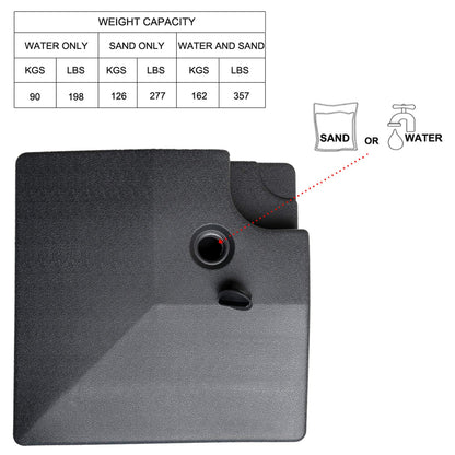 C-Hopetree Support de poids de base robuste de 356 lb pour parasol de terrasse extérieur en porte-à-faux décalé, ensemble de 4 pièces, noir 356 lb 