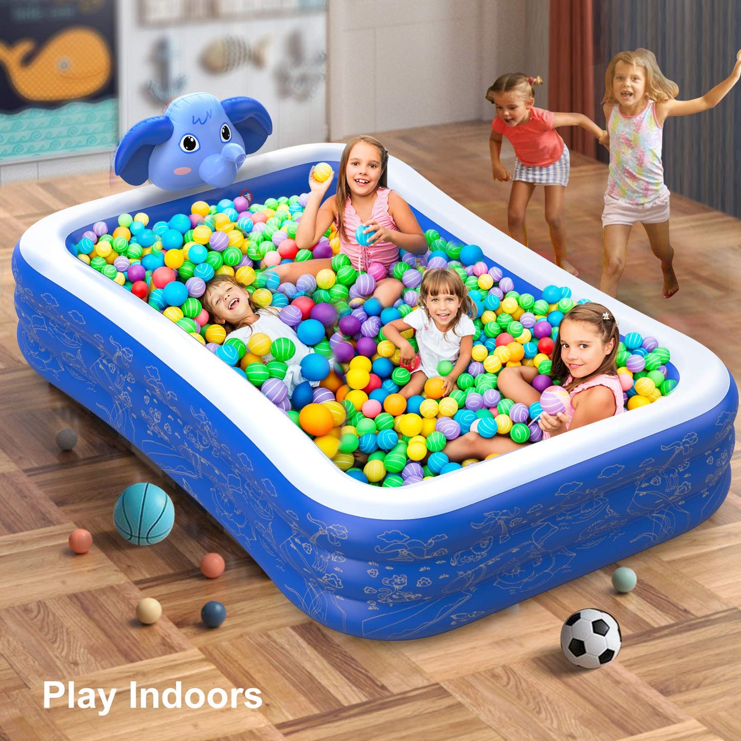 Hamdol Inflatable Swimming Pool with Sprinkler, Full-Sized Family Blow up Pool, Ages 3+, Indoor/Outdoor