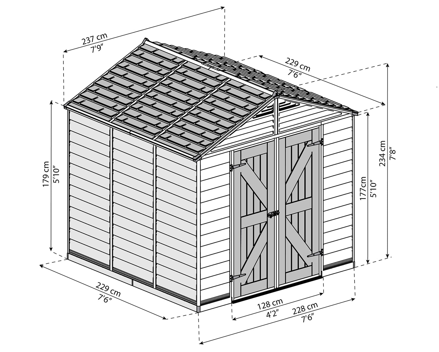 Palram - Puits de lumière Canopia 8' x 8' Remise - Tan 8' x 8' 