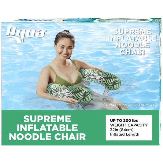 Aqua Inflatable Pool Noodles – Pool Noodle Chairs – Mutiple Colors/Styles – for Adults and Kids Floating Deluxe Noodle Chair Blue Fern